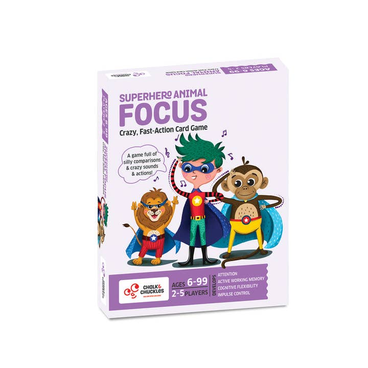 Safari Ltd. - Wholesale Brain Game - Kids - Chalk & Chuckles Superhero Animal Focus Card Game