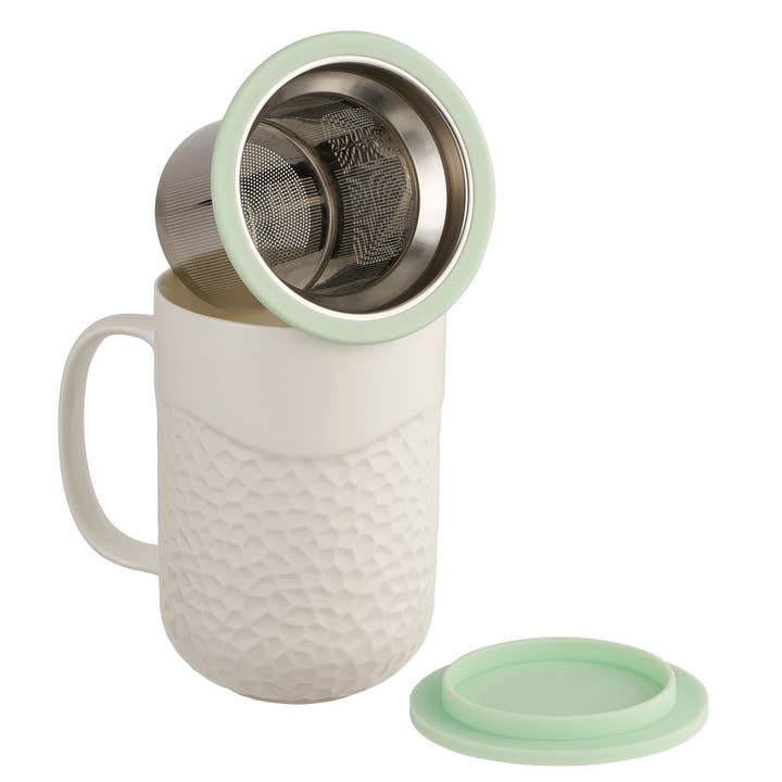 CasaWare - Wholesale Tea Strainer/Infuser - 15oz Tea Infuser Mug Coral1