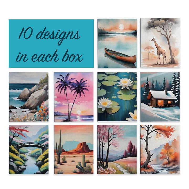 The Artist's Nest - Wholesale Art Set - Kids & Baby - Guided Pre-drawn Canvas Set - Vistas Vol. 1