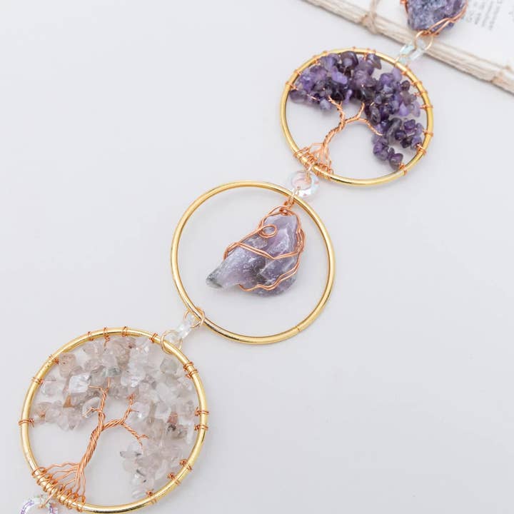 Crystolver - Wholesale Mobile - Tree of Life Gemstone Beaded Wall Hanger