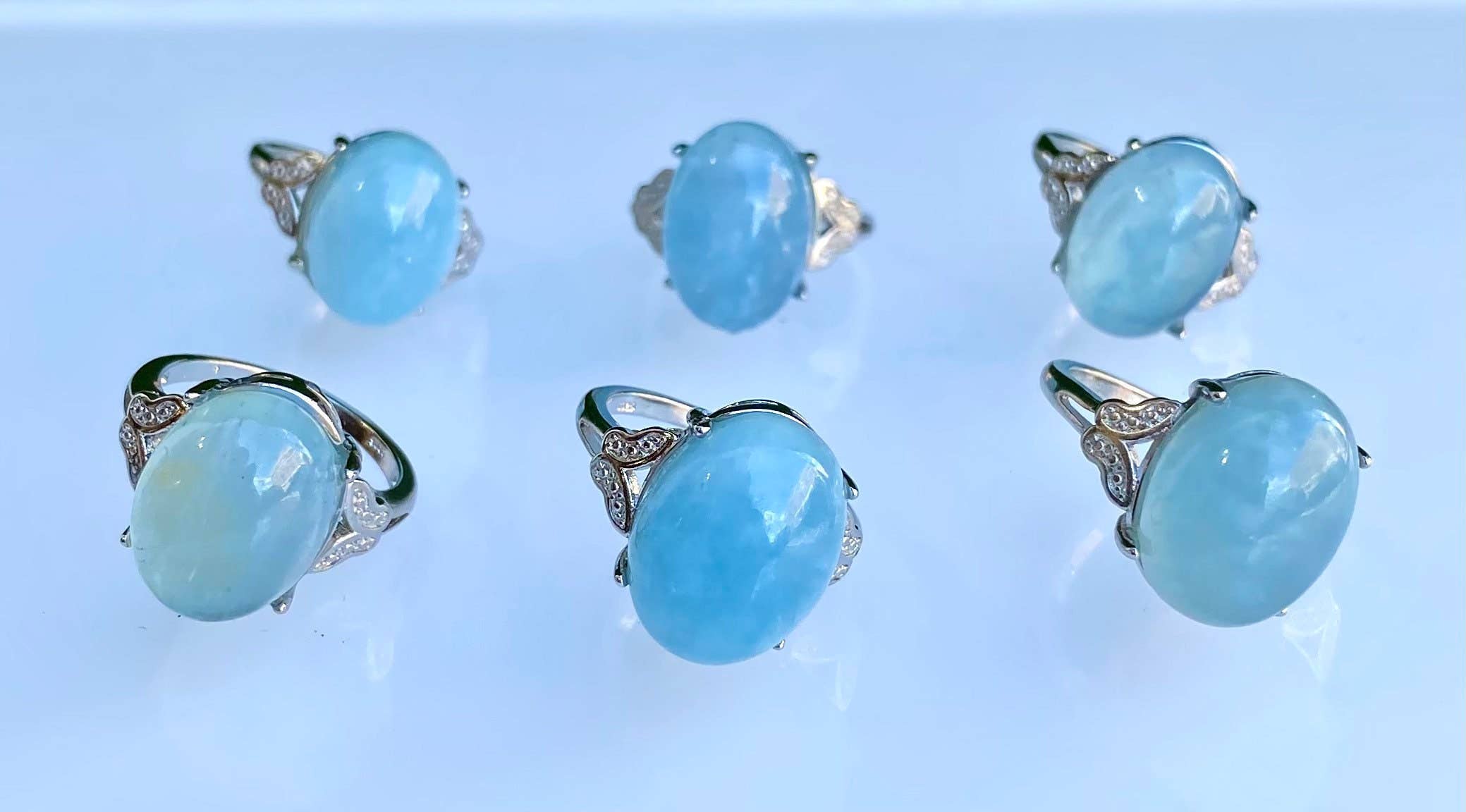 KayleeNYC - Wholesale Single Stone/Solitaire Ring - Natural Aquamarine White Bronze rings2