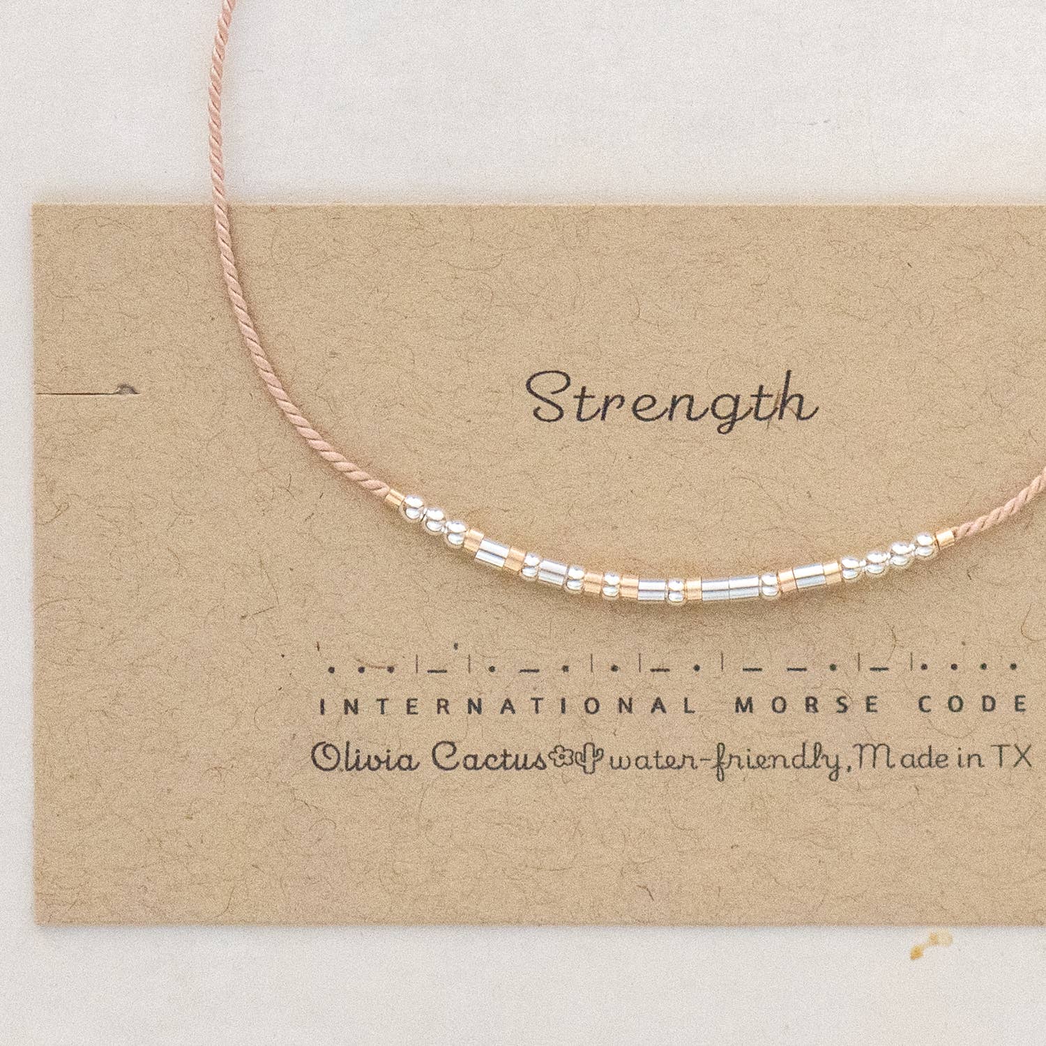 Morse and Dainty Hand Made Morse Code Dainty Jewelry - Wholesale Beaded Bracelet - Strength or CUSTOM Word Morse Code Bracelet - Maya sku2