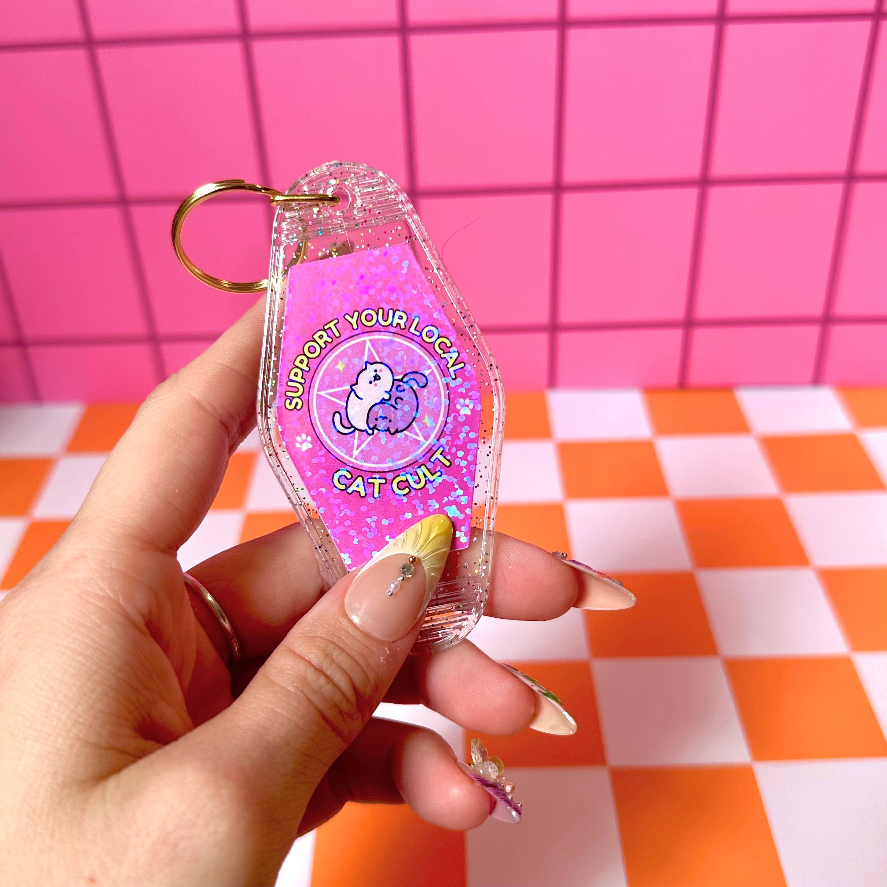 Stickers+ X Ashley Bexar - Wholesale Keychain - Women's - Funny Cat Mom Cats Witchy Motel Keychain Acrylic Keychain0