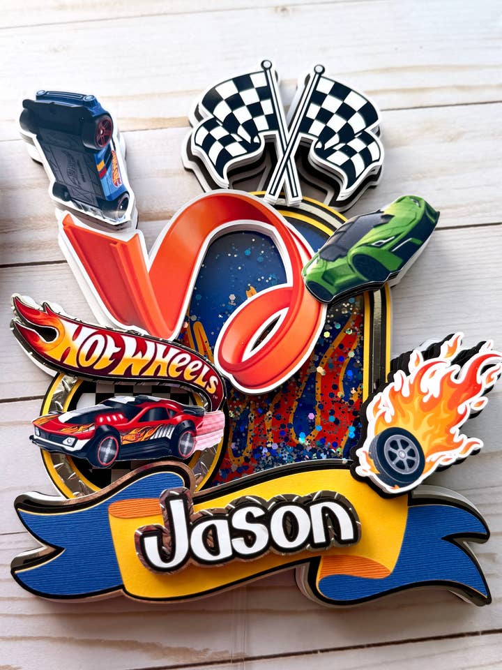 Décoration de gâteau voiture de course Hot Wheels pour la vente par Scarlet Paperie