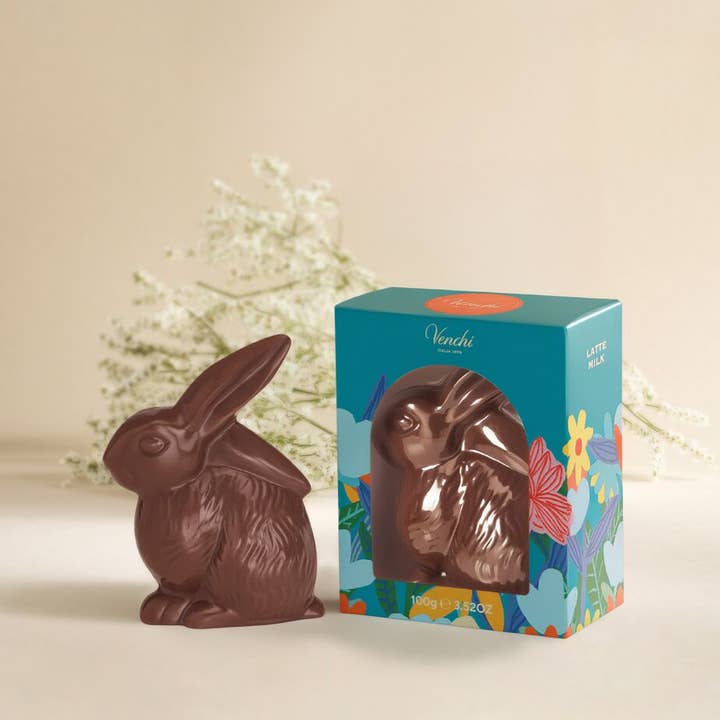 Lapin de Pâques en chocolat au lait - Cadeaux de Pâques en chocolat gourmet pour la vente par Venchi