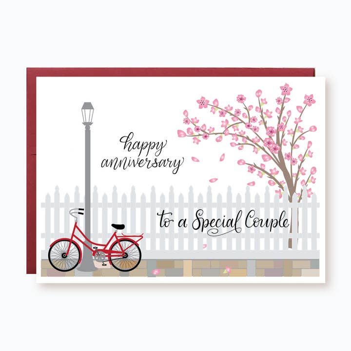 Happy Anniversary to a Special Couple | Cherry Blossoms Bike for wholesale by Hemana Paperie