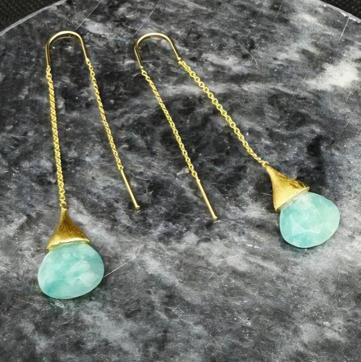 Atelier Leblanc - Wholesale Dangle Earrings - Long Drop Poetic Amazonite Earrings0
