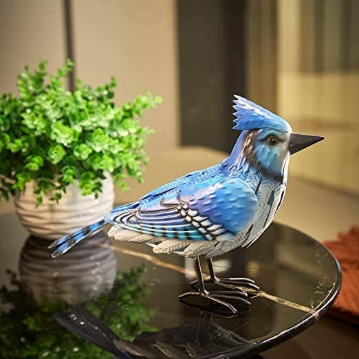 The Wine Savant /  Khen Glassware – Engroshandel Udendørs pynt/dekoration – Blue Jay Metal Bird, Garden Yard Skulptur Kunst - Stor7