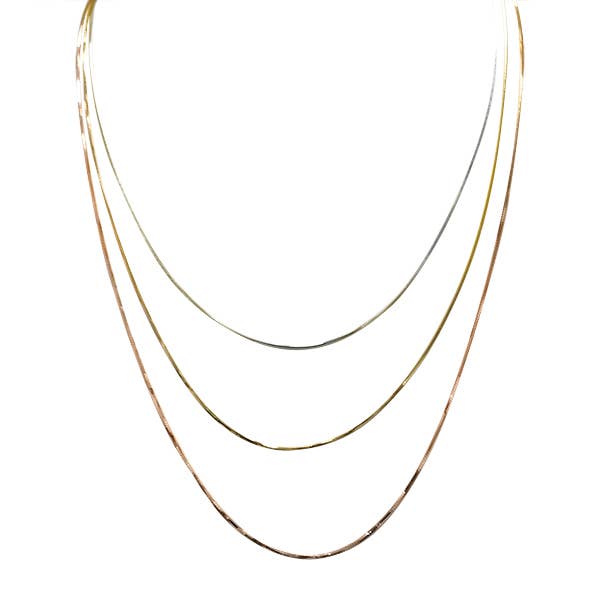 AMORINO SRL - Venta al por mayor Collares de cadenas y eslabones - COLLAR DE TRES CADENAS SERPIENTE OCTOGONALES - JN24108A895