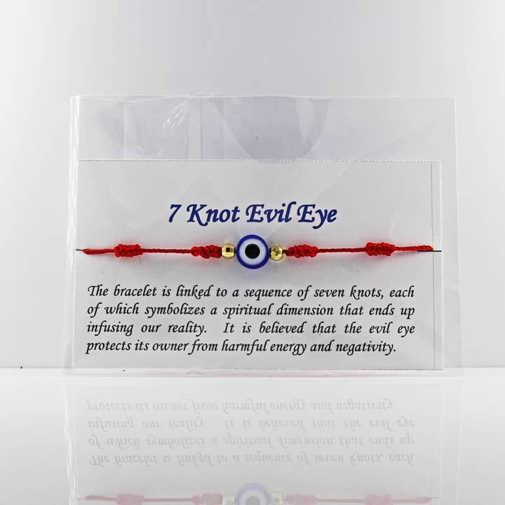 7 Knot Evil Eye Red Adjustable Bracelet for wholesale by It's Your Journey LLC