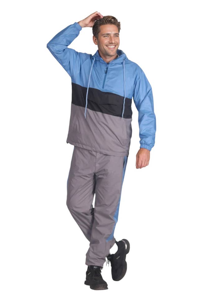 Royal Threads - Wholesale Tracksuit - Men's - Men’s 2-Piece Quarter Zip Pullover Windbreaker Tracksuit Jogger Sports Mesh lined Outfit