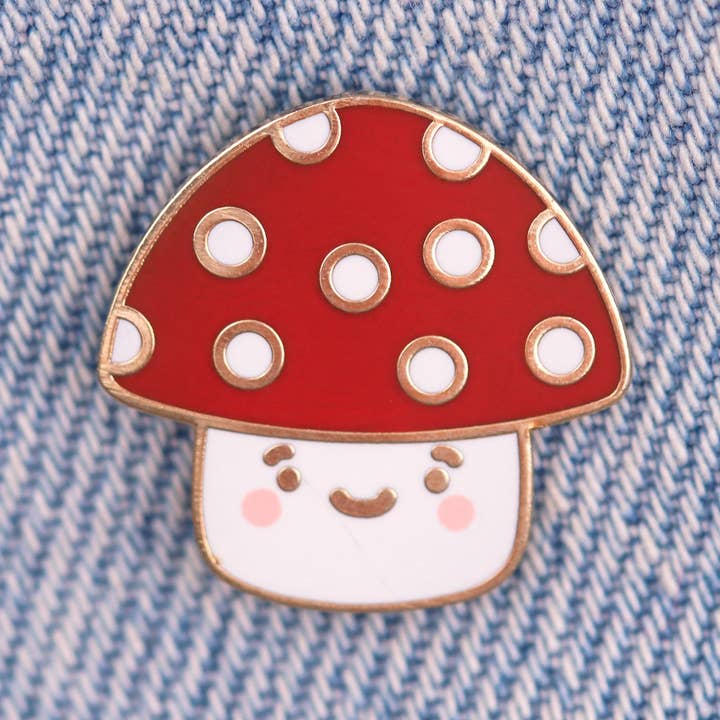 Fluffmallow (Custom duties for USA are pre-paid by us) - Wholesale Lapel Pin/Button - Cute Kawaii Mushroom Enamel Pin1