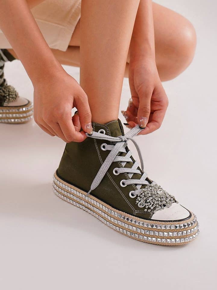 CCOCCI - Wholesale Lifestyle trainers – Women′s - ASH-01 BEDAZZELED DECOR ROCKSTUD PLATFORM HIGH TOP SNEAKERS28
