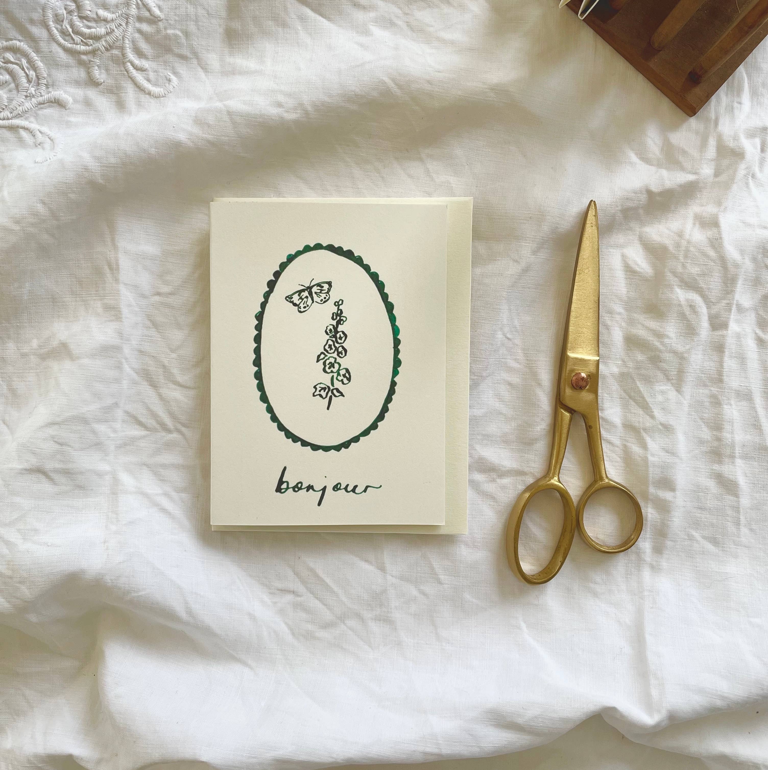 Annie Brougham Paper Goods. - Wholesale Gewone wenskaart - Pen and Ink - Bonjour wenskaart1