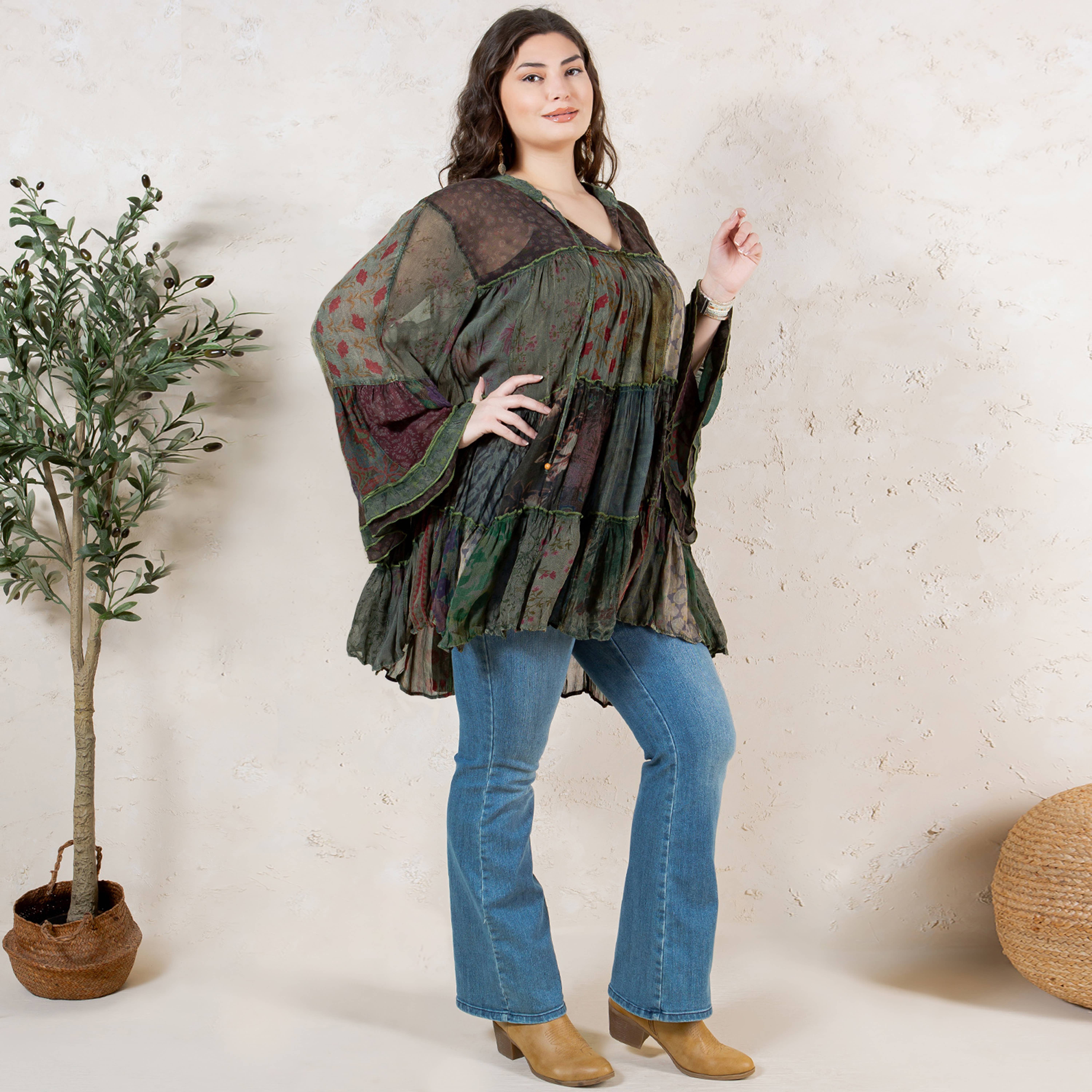 Young Threads - Venta al por mayor Blusa - Mujer - Top Jhabla con Cuello de Banda Teñido Chic (Nuevo Color)24