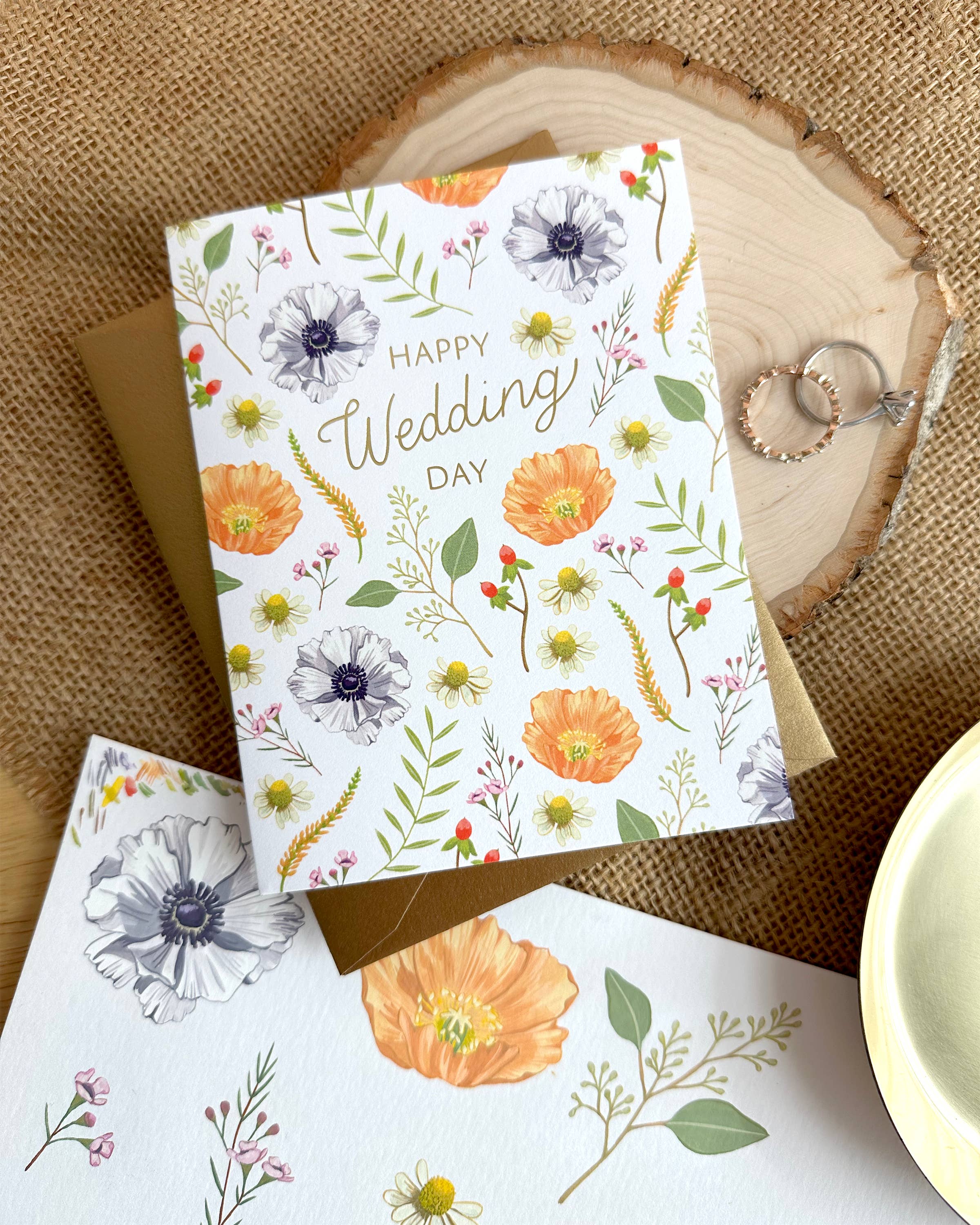 Yeppie Paper – Großhandel Hochzeitskarte – Glückwunschkarte zur Blumenhochzeit mit Folienprägung3
