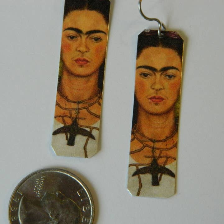 Sarah Wood Studio - Wholesale Dangle Earrings - Art Earrings Frida Kahlo Detail1