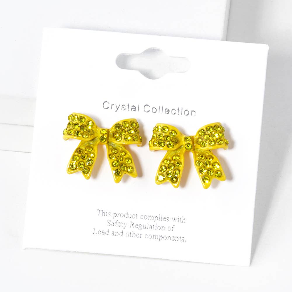 Sensibling Corp. - Wholesale Stud/Post Earrings - Crystal Rhinestone Pave Bow Stud Earrings
26