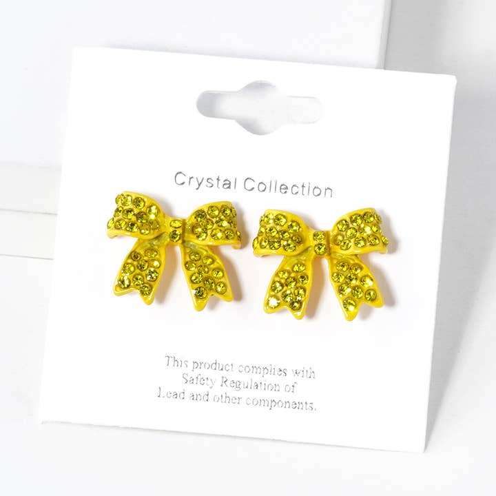 Sensibling Corp. - Wholesale Stud/Post Earrings - Crystal Rhinestone Pave Bow Stud Earrings
26