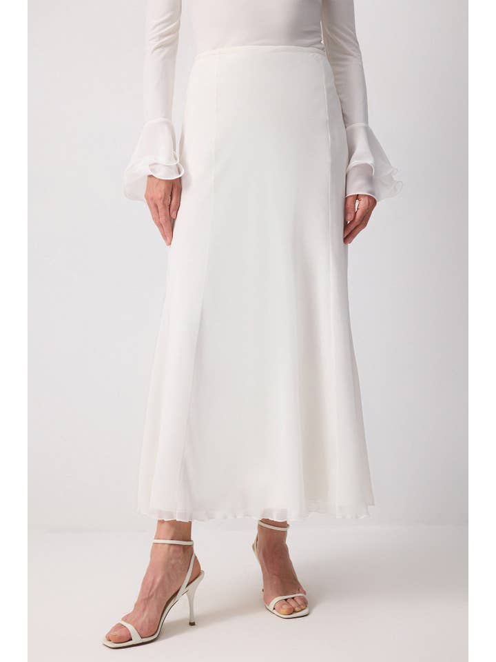 Cream ELEGANT CHIFFON A-LINE WITH ELASTIC WAIST for wholesale on Faire3