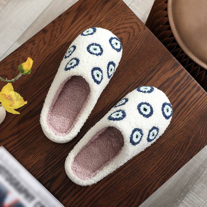 White 2024 NEW EYE PLUSH SLIPPERS_CWSHS0865 for wholesale on Faire
