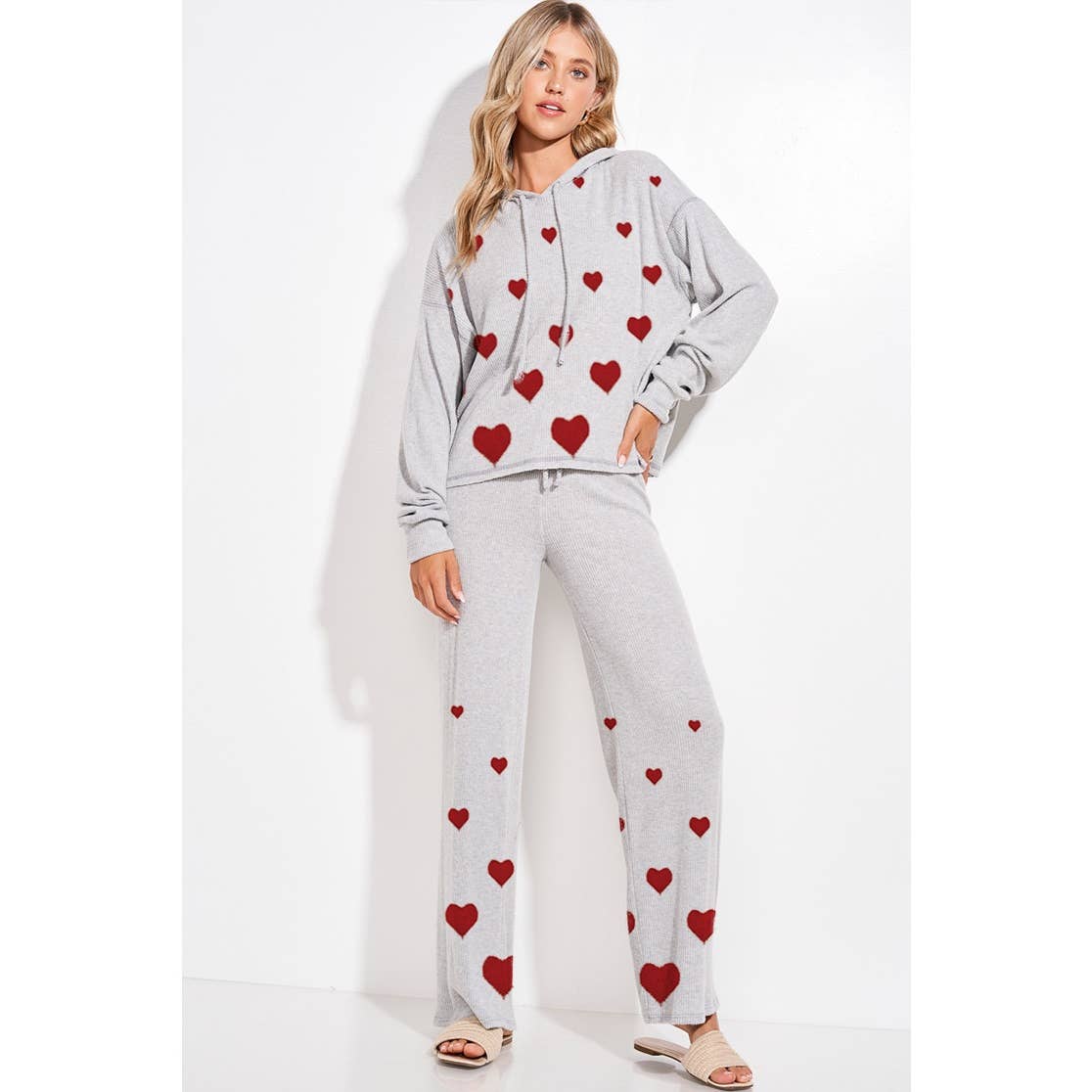 Phil Love - Wholesale Graphic Sweatshirt - Women's - Heart print soft rib Hoodie loungewear set5