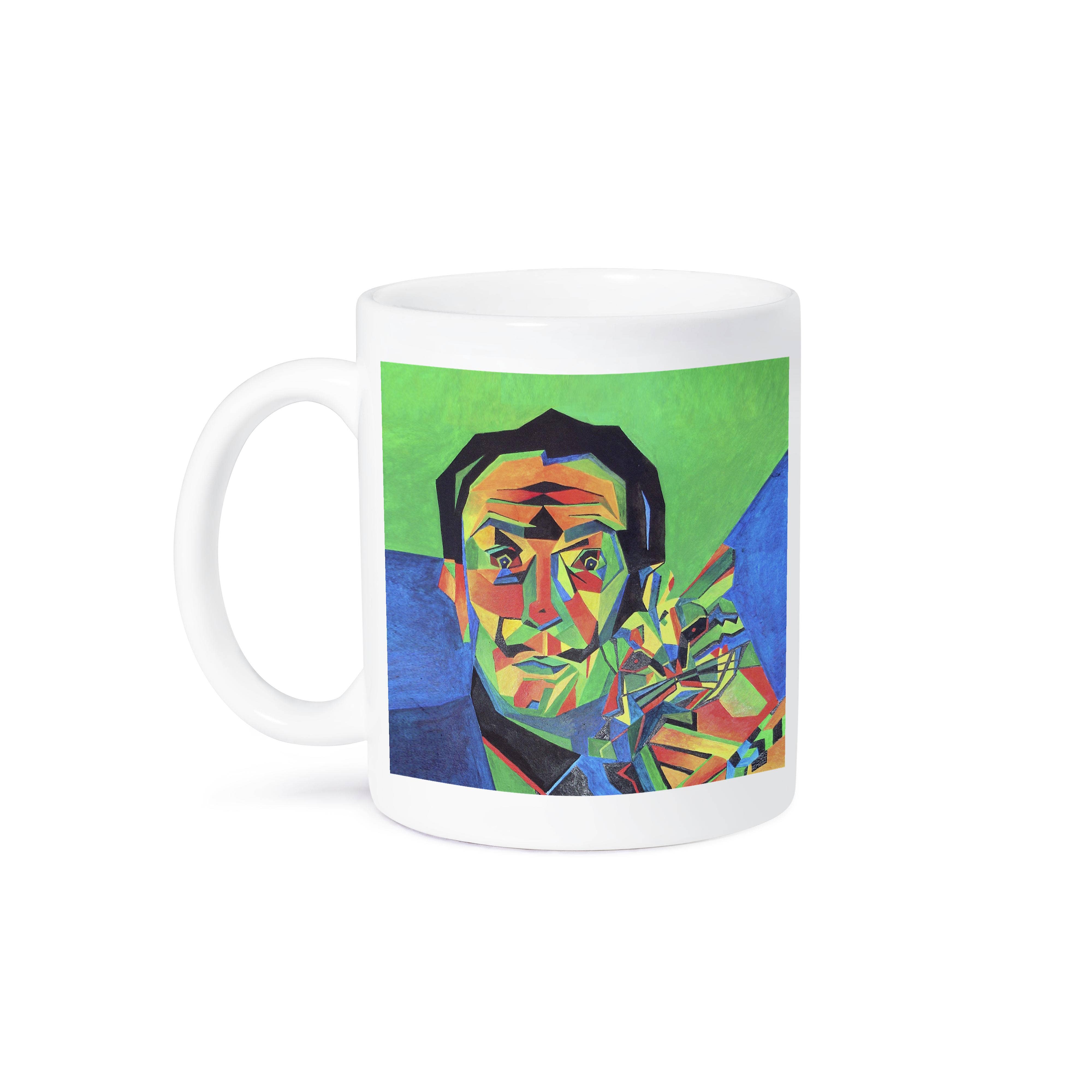 3dRose - Wholesale Coffee Mug - 3dRose, Dali with Ocelot and Cane - dali, salvador dali, ocelot, portrait, man, male, cat, Mug7