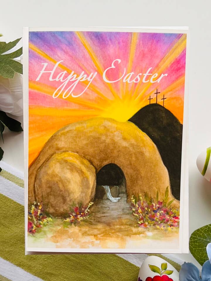 Easter greeting card for wholesale by Emilia Rose Artwork LLC