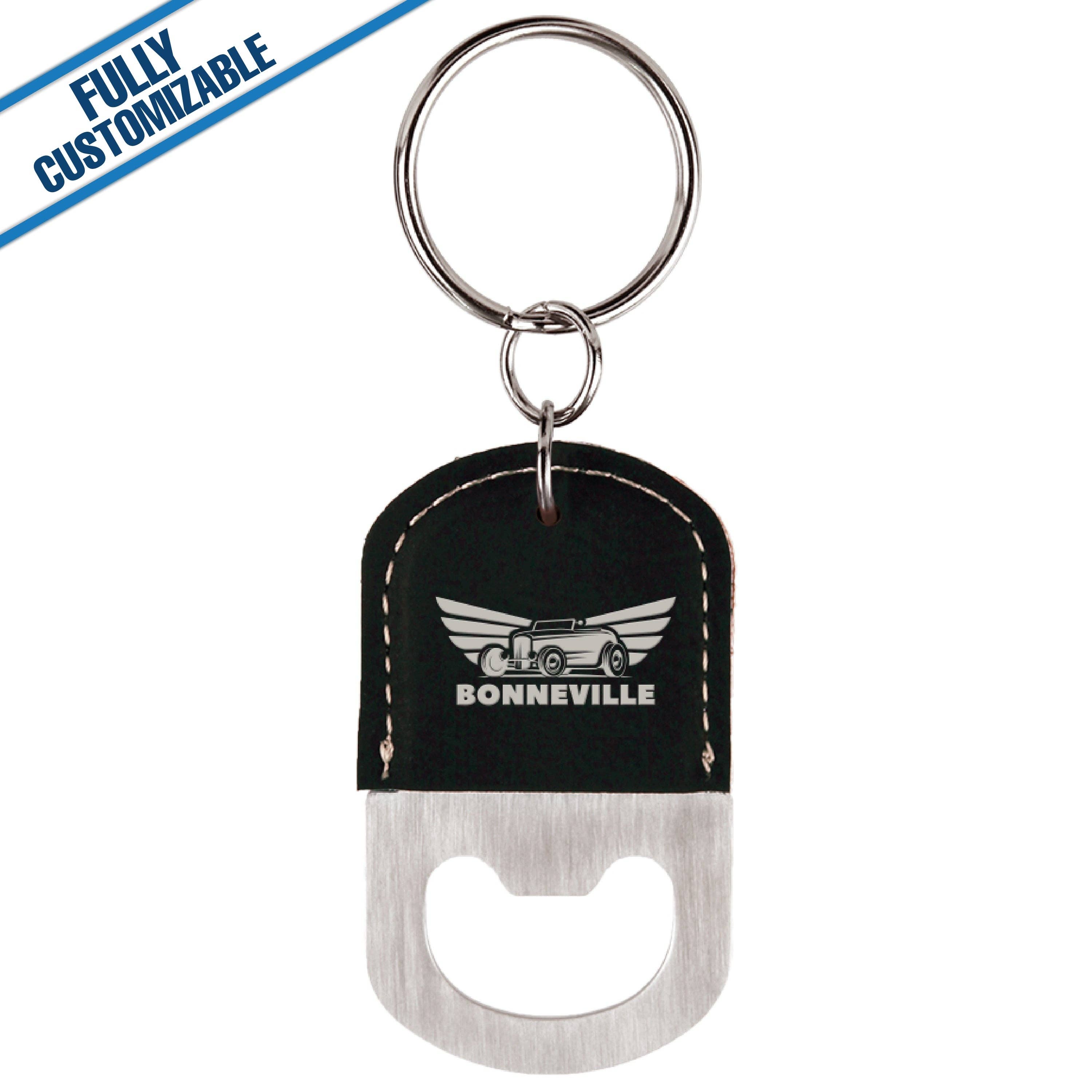 GiftWorksPlus - Wholesale Keychain - Unisex - Leatherette Oval Bottle Opener Keychain - Fully Customizable5