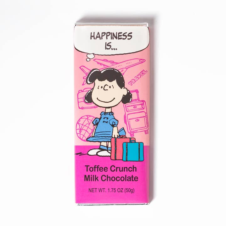 Peanuts Travel 1.75Oz Lucy Toffee Milk Chocolate Bar Silver for wholesale by Astor Chocolate Corp.