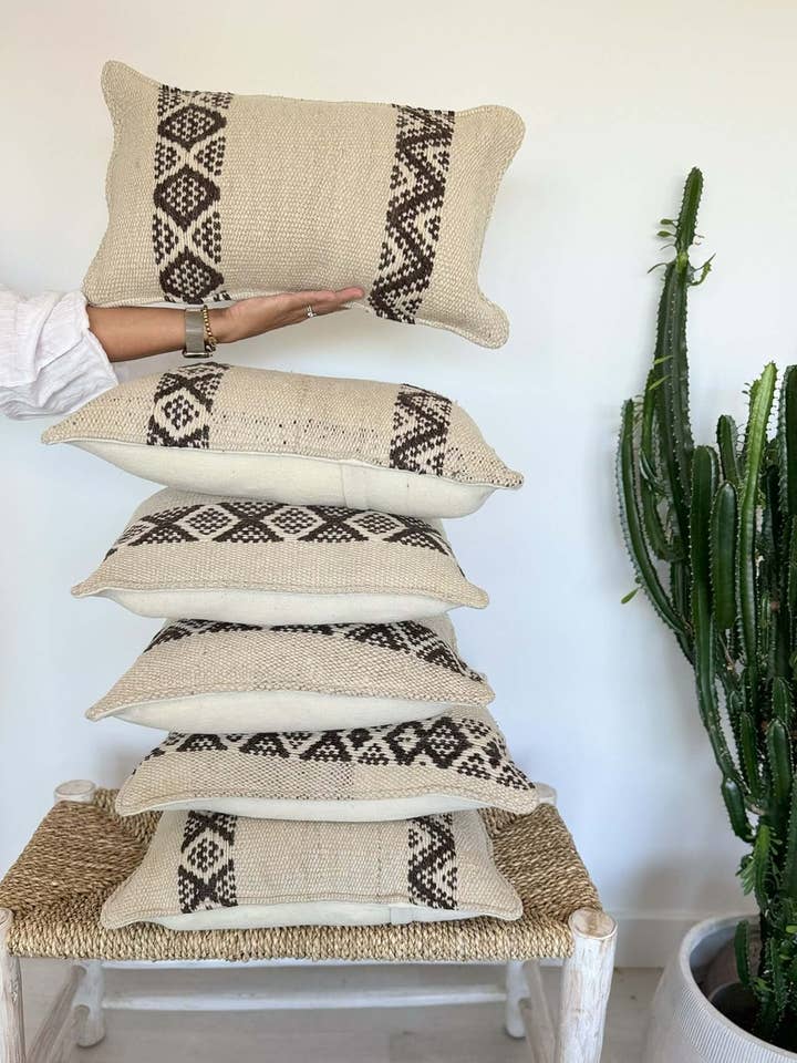 Handwoven Wool Cushion - Pattern 19 (multiple sizes, incl. feather insert*) for wholesale by Orange Inca