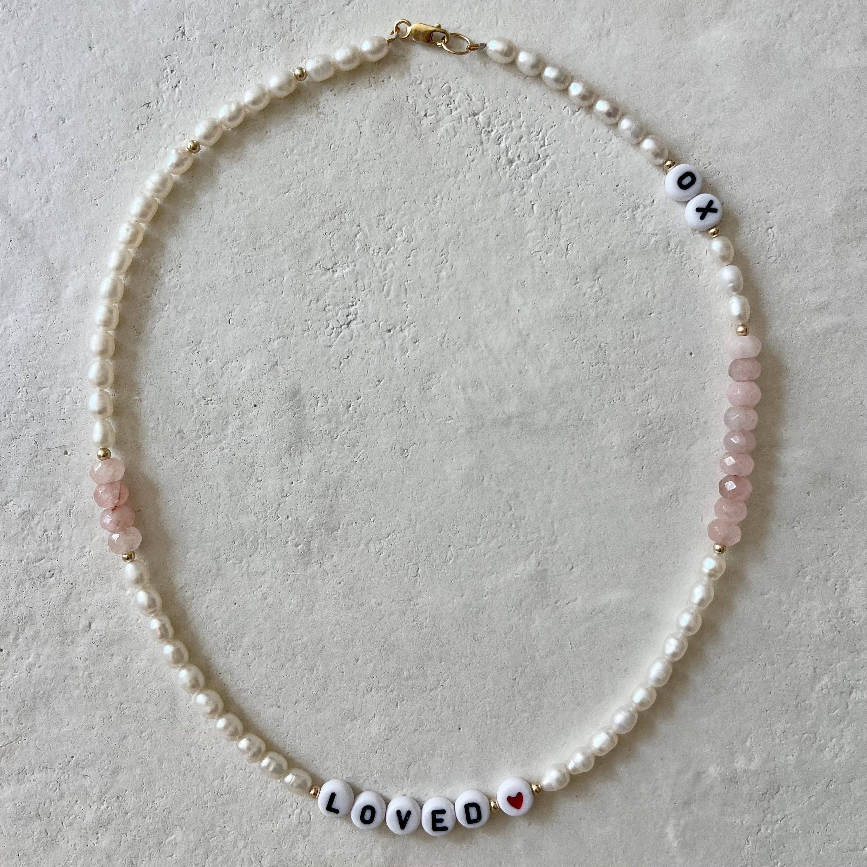 House of Olia – Engroshandel Perlehalskæde – Elsket personlig perle BFF rosenkvarts halskæde1