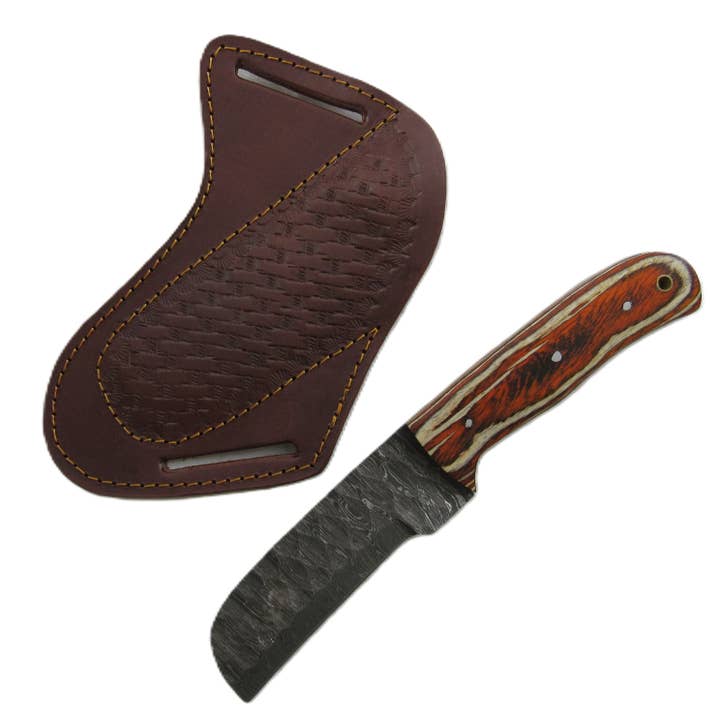 Ruddock Bros. LLC - Wholesale Pocket knife/holder - Longhorn Utility Bull Knife - Fixed Blade - Damascus Steel