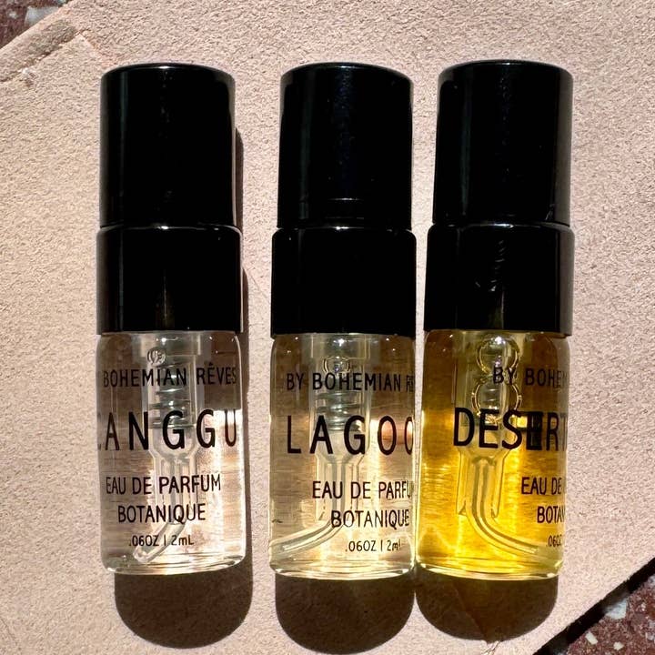 Bohemian Rêves Core Fragrance Discovery Set – Desert Fleur, Lagoon & Canggu (2ml) for wholesale by Bohemian Rêves