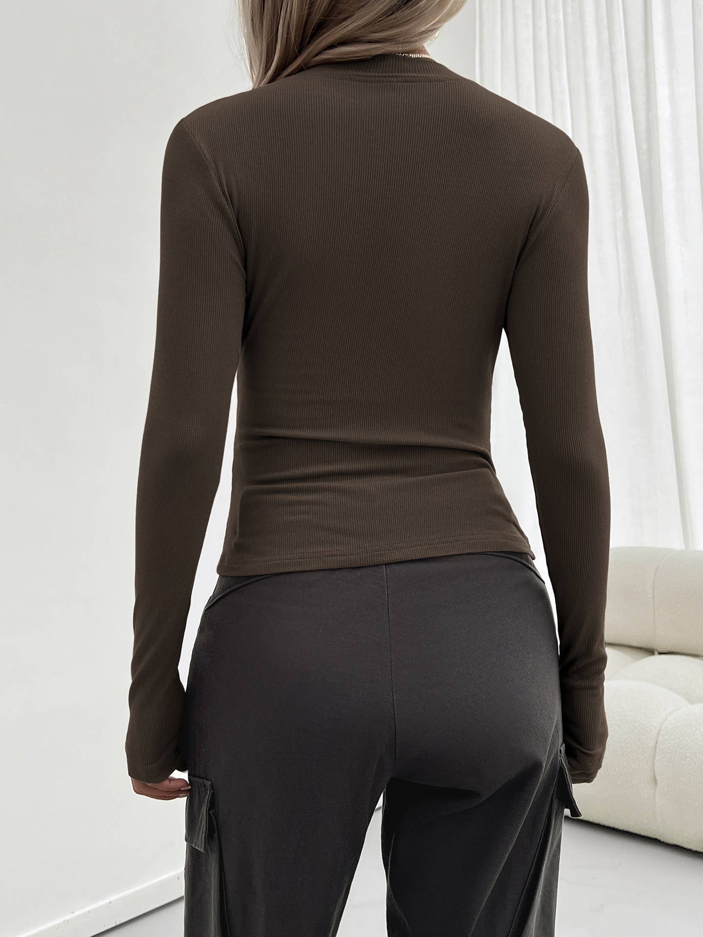 Anna Kaci Wholesale - Wholesale Knit Top - Women's - Ribbed Long Sleeve Fitted Crew Neck Top7