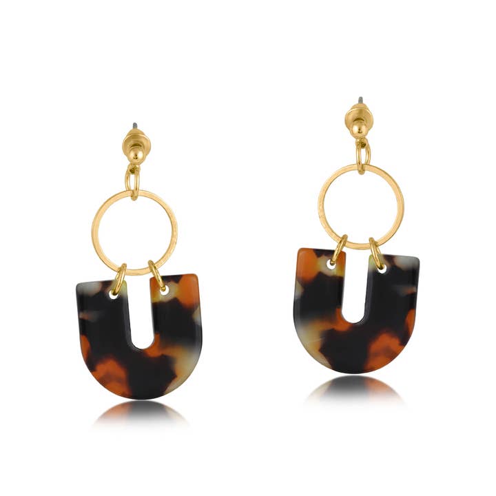 Big Metal London - Wholesale Dangle earrings - Hortense Metal and Resin Geo Statement Stud Earrings0