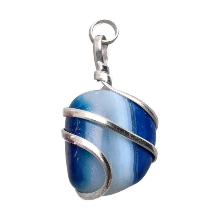 Blue dyed agate spiral pendant -BP- for wholesale by Vives de la Cortada S.L