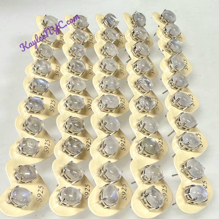 KayleeNYC - Wholesale Stud/Post Earrings - Natural Moonstone sterling Silver(925) Earring Studs5
