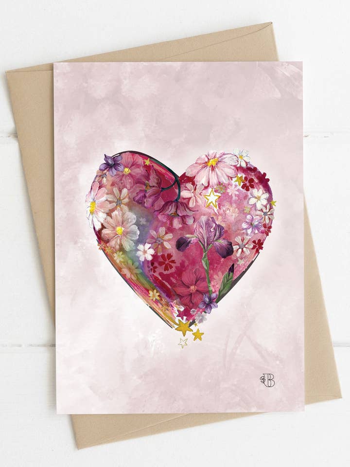 Tarjeta de felicitación de corazón para venta al por mayor de Bear and Bloom