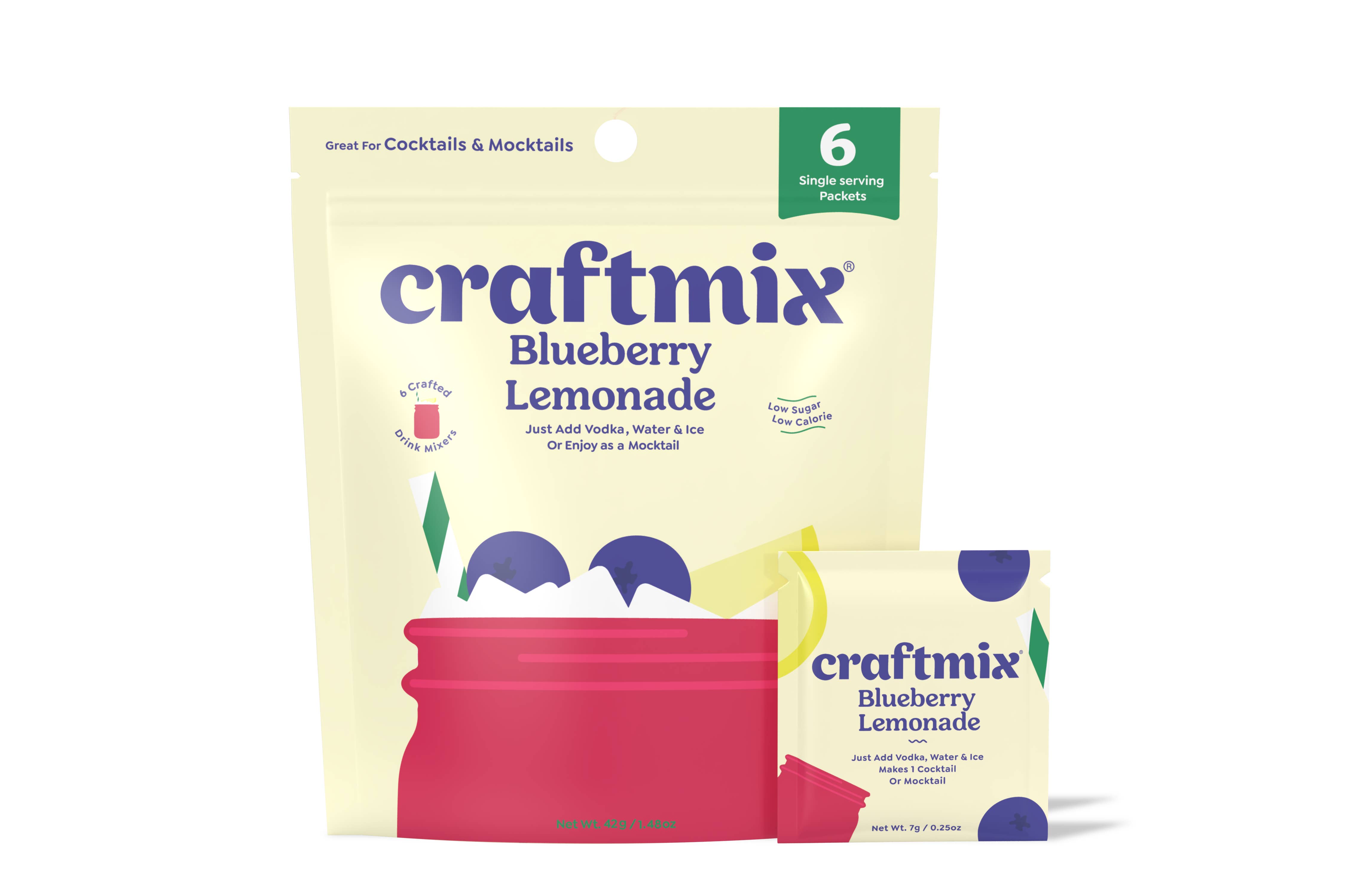 Craftmix - Wholesale Cocktail Mix/Syrup - Blueberry Lemonade & Cocktail Mixer - 6 Servings Multipack