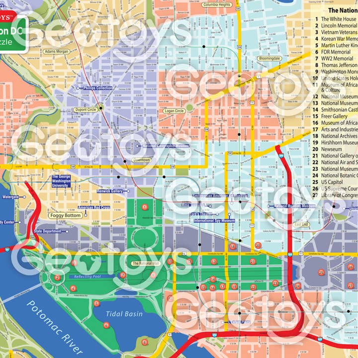 Geotoys - Wholesale Puzzle - Kids - Geotoys 100 Piece Magnetic Puzzle - Washington DC1