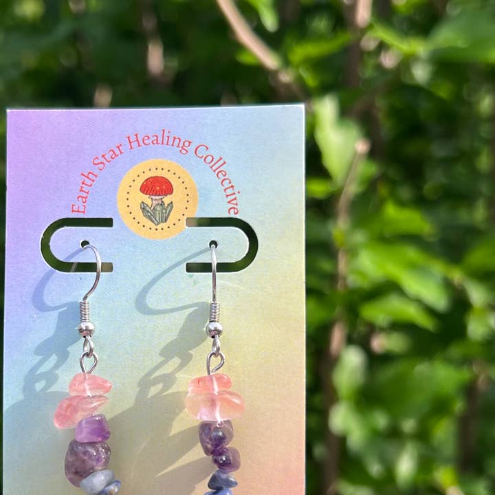 Biseksuel - Pride-flag - Krystalchip-øreringe - Stål for engroshandel hos Earth Star Healing Collective