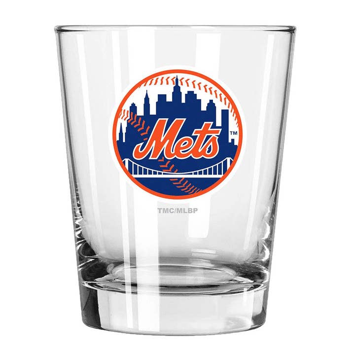 The Memory Company - Wholesale Cocktail/Liquor Glass - 15oz Old Fashioned w/Color Logo, New York Mets