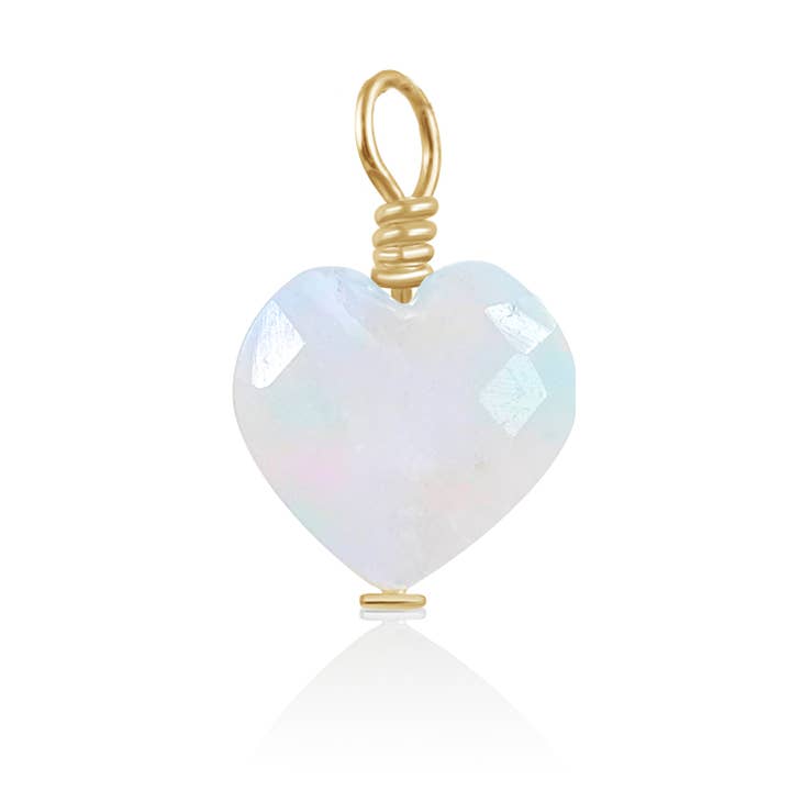 Rainbow Moonstone Crystal Heart Pendant for wholesale by Luna Tide