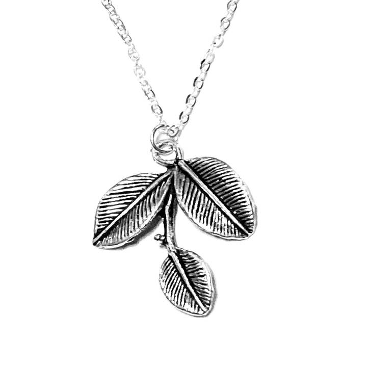 Silver Leaf Cluster Pendant Necklace on 18" Silver Chain for wholesale by Broken Record Boutique