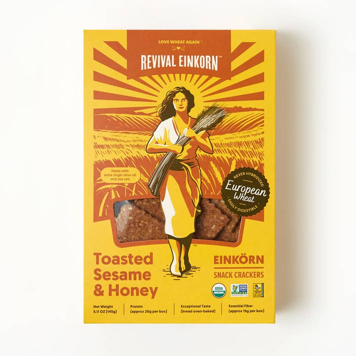 Revival Einkorn - Wholesale Crackers - Toasted Sesame & Honey1