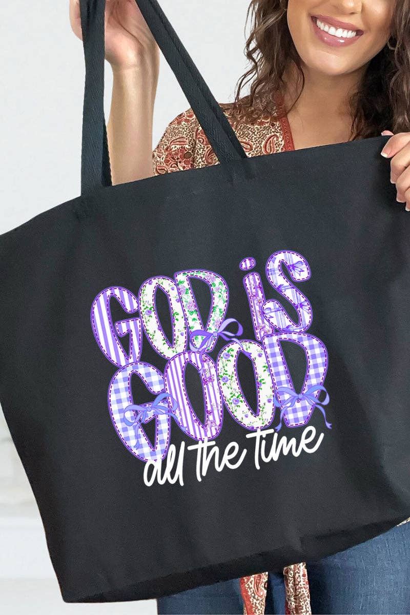 Wholesale Accessory Market - Wholesale Tote Bag - Women's - Coquette God Is Good Canvas Jumbo Tote