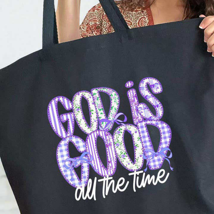 Wholesale Accessory Market - Wholesale Tote Bag - Women's - Coquette God Is Good Canvas Jumbo Tote0