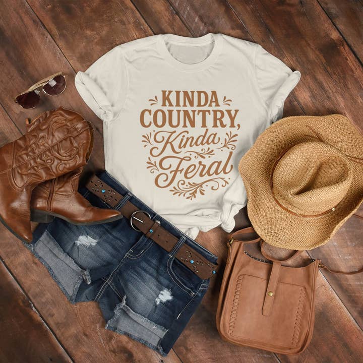 Overholt Supply Co. - Wholesale Screen Printed T-Shirt - Women's - OSC-106 – "Kinda Country, Kinda Feral" T-Shirt9