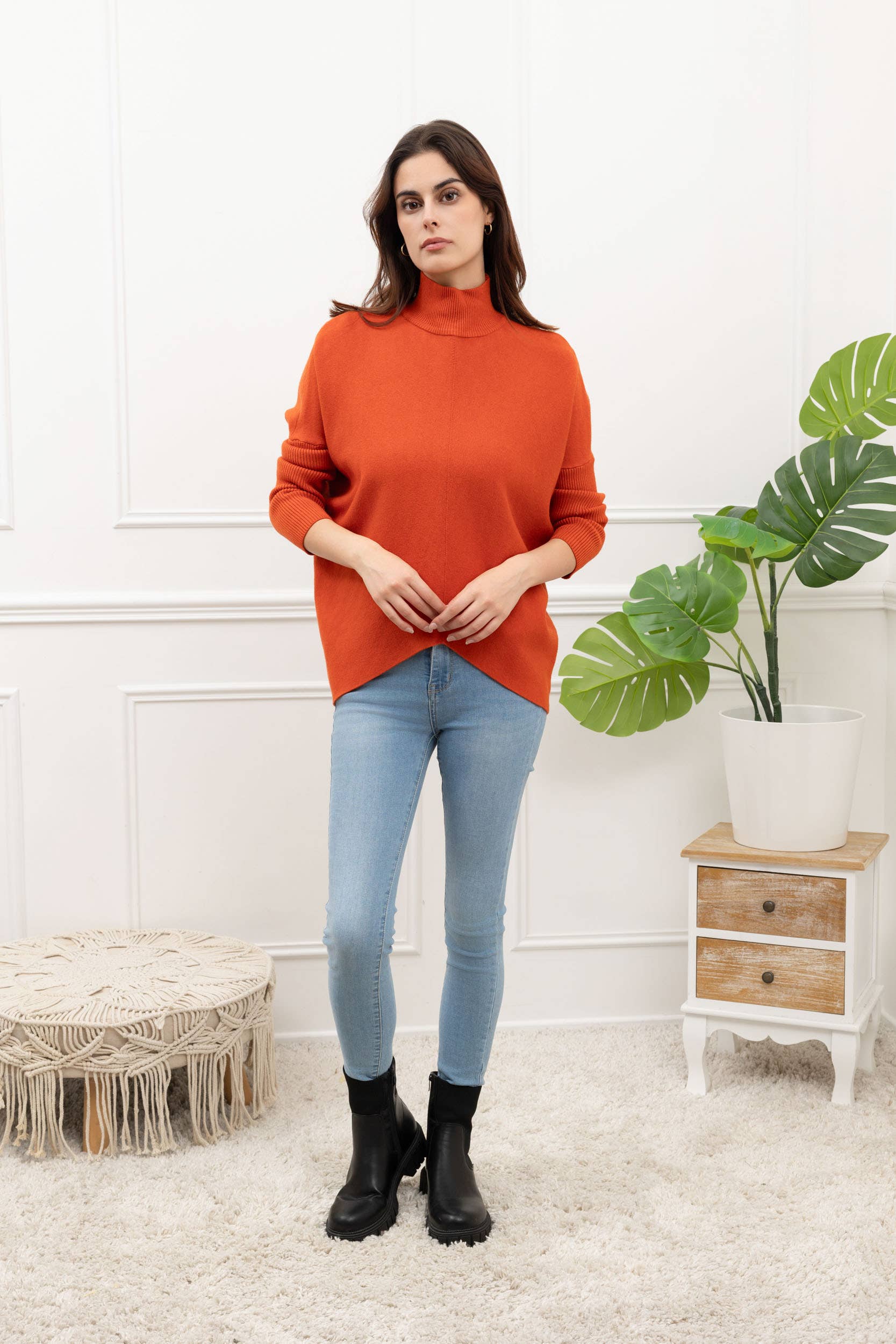 Happy look - Wholesale Knit Sweater - Women's - Women's Knit Sweater – High Collar, Long Sleeves4